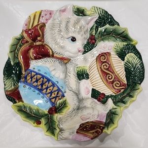 Fitz & Floyd Kristmas Kitty ceramic Christmas holiday Platter